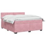 vidaXL Posteľ boxspring s matracom Ružová 160 x 200 cm Zamat – Obrázok 3