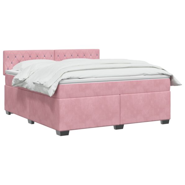 vidaXL Posteľ boxspring s matracom Ružová 160 x 200 cm Zamat – Obrázok 3