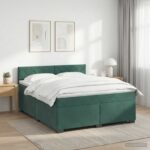 vidaXL Posteľ boxspring s matracom Tmavozelená 160 x 200 cm Zamat