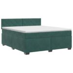vidaXL Posteľ boxspring s matracom Tmavozelená 160 x 200 cm Zamat – Obrázok 2