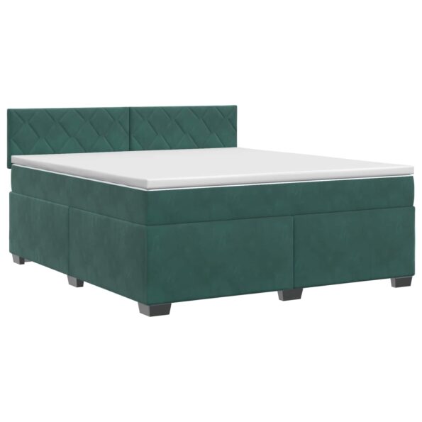 vidaXL Posteľ boxspring s matracom Tmavozelená 160 x 200 cm Zamat – Obrázok 2