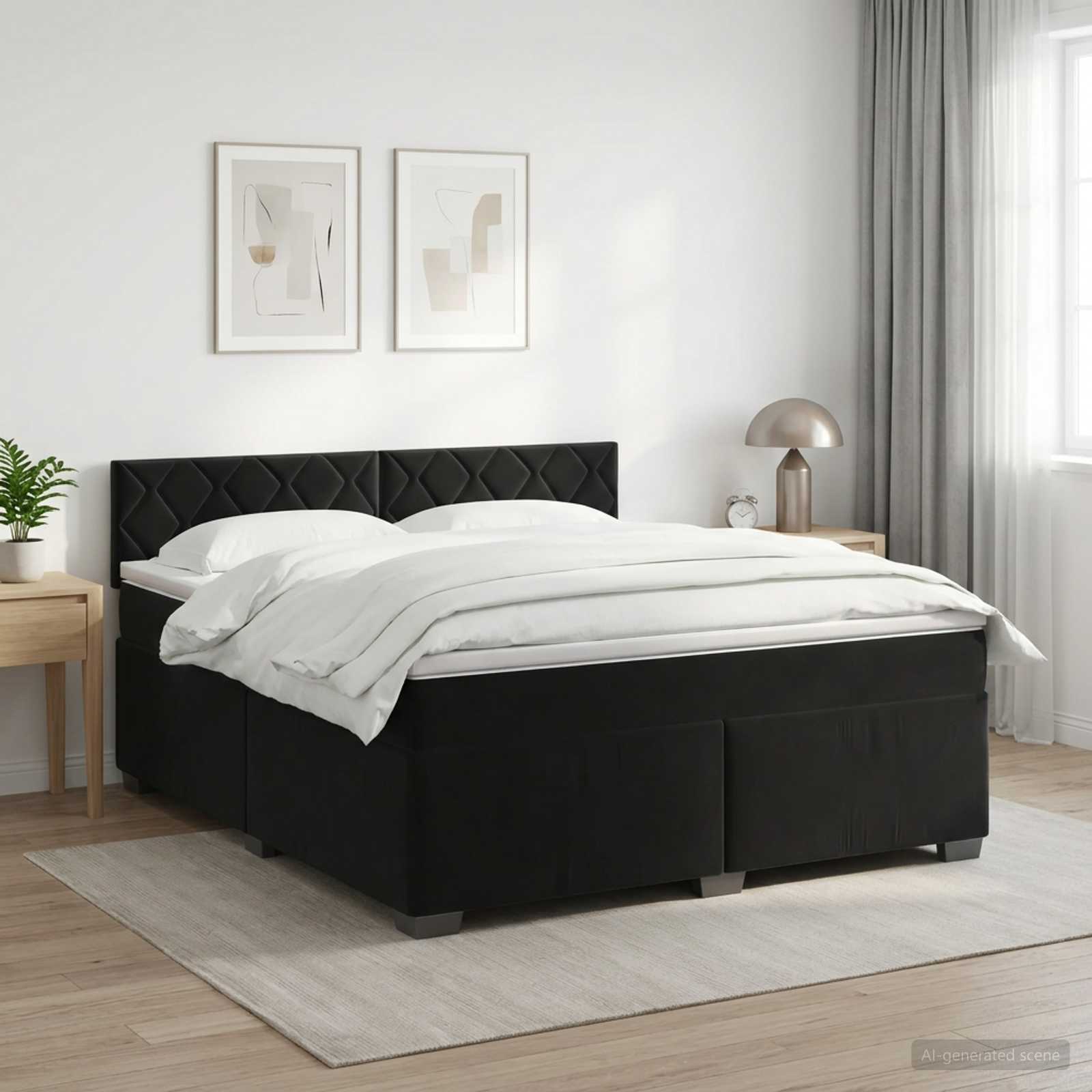 3450772_1.jpg vidaXL Posteľ boxspring s matracom Čierna 180 x 200 cm Zamat – Obrázok 1