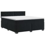 vidaXL Posteľ boxspring s matracom Čierna 180 x 200 cm Zamat – Obrázok 2