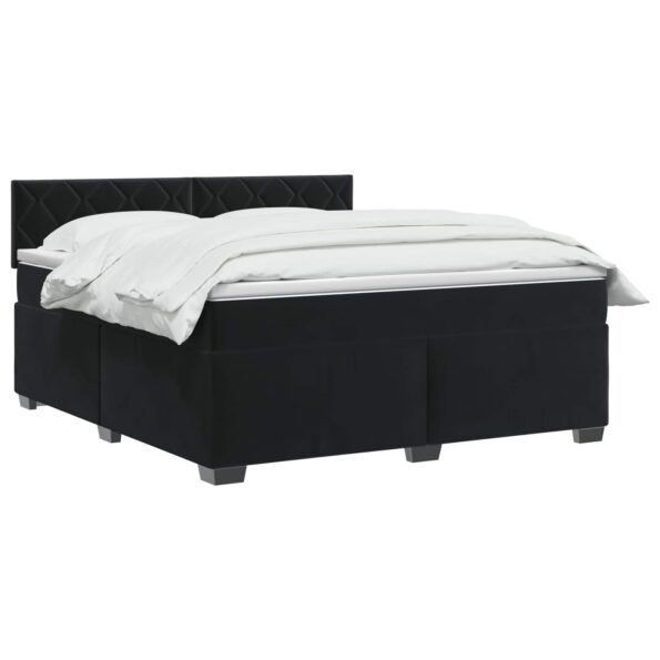 vidaXL Posteľ boxspring s matracom Čierna 180 x 200 cm Zamat – Obrázok 3