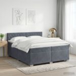 vidaXL Posteľ boxspring s matracom Tmavosivá 200 x 200 cm Zamat