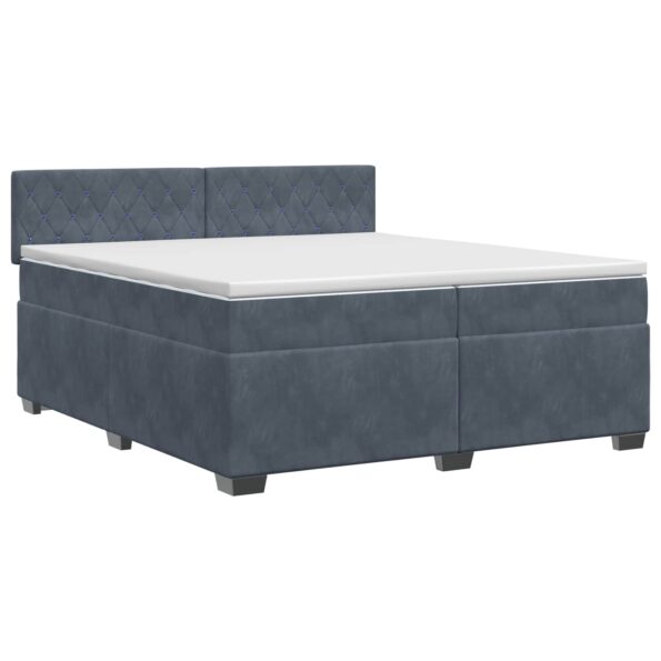 vidaXL Posteľ boxspring s matracom Tmavosivá 200 x 200 cm Zamat – Obrázok 2