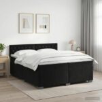 vidaXL Posteľ boxspring s matracom Čierna 200 x 200 cm Zamat