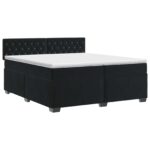 vidaXL Posteľ boxspring s matracom Čierna 200 x 200 cm Zamat – Obrázok 2