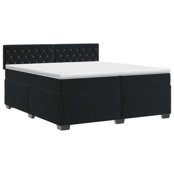 vidaXL Posteľ boxspring s matracom Čierna 200 x 200 cm Zamat – Obrázok 2