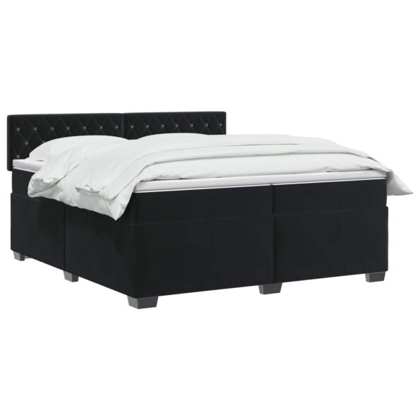 vidaXL Posteľ boxspring s matracom Čierna 200 x 200 cm Zamat – Obrázok 3