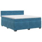 vidaXL Posteľ boxspring s matracom Tmavomodrá 200 x 200 cm Zamat – Obrázok 2