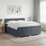 vidaXL Posteľ boxspring s matracom Tmavosivá 200 x 200 cm Zamat