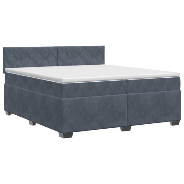 vidaXL Posteľ boxspring s matracom Tmavosivá 200 x 200 cm Zamat – Obrázok 2