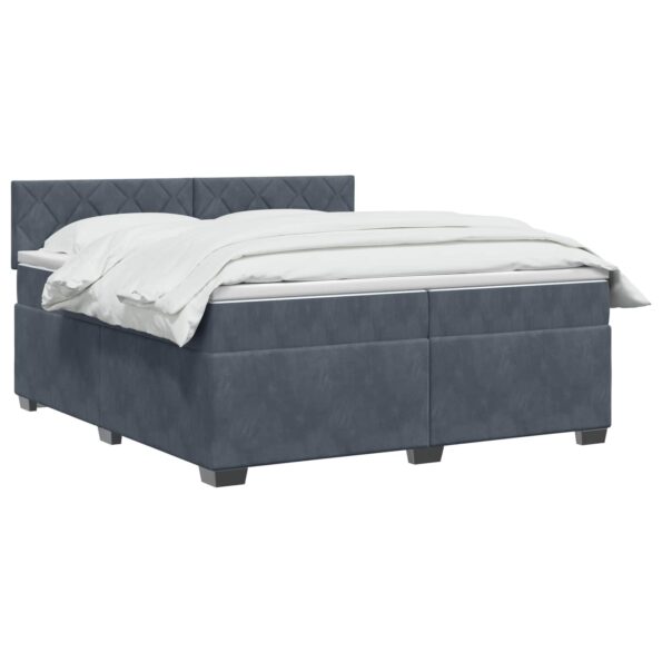 vidaXL Posteľ boxspring s matracom Tmavosivá 200 x 200 cm Zamat – Obrázok 3