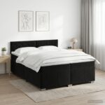 vidaXL Posteľ boxspring s matracom Čierna 200 x 200 cm Zamat