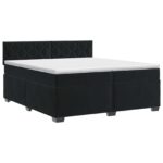 vidaXL Posteľ boxspring s matracom Čierna 200 x 200 cm Zamat – Obrázok 2