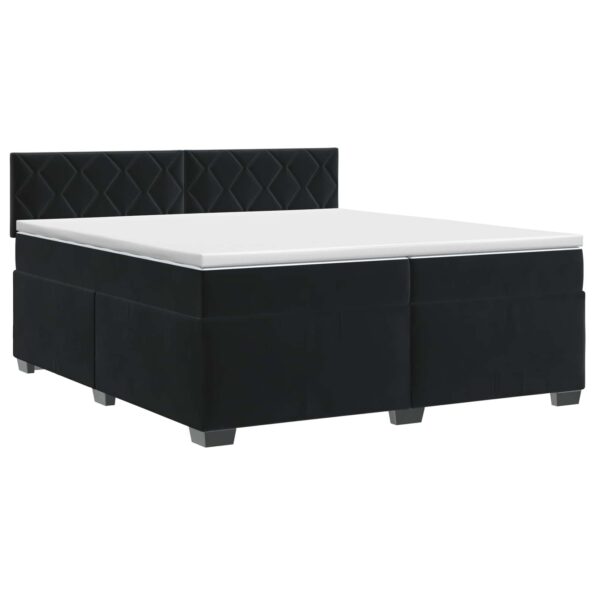 vidaXL Posteľ boxspring s matracom Čierna 200 x 200 cm Zamat – Obrázok 2