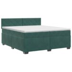 vidaXL Posteľ boxspring s matracom Tmavozelená 200 x 200 cm Zamat – Obrázok 2
