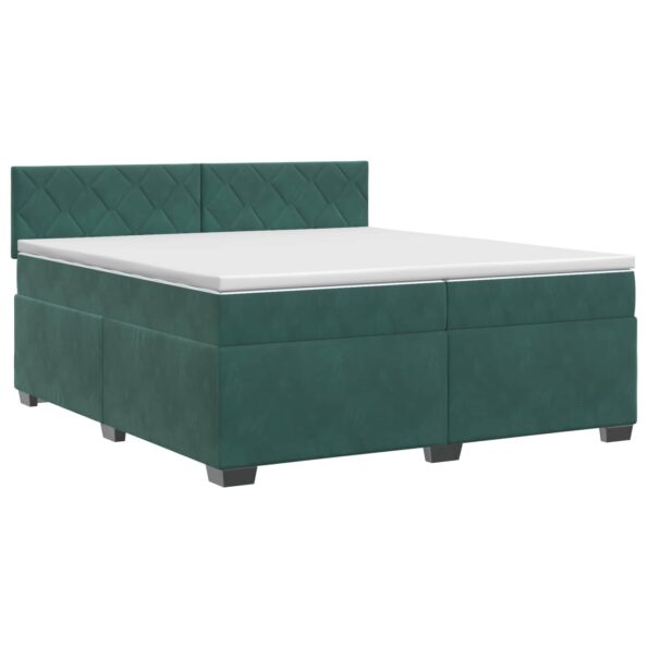 vidaXL Posteľ boxspring s matracom Tmavozelená 200 x 200 cm Zamat – Obrázok 2