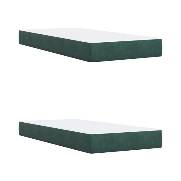 vidaXL Posteľ boxspring s matracom Tmavozelená 200 x 200 cm Zamat – Obrázok 6