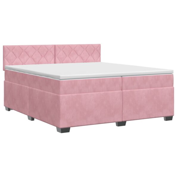 vidaXL Posteľ boxspring s matracom Ružová 200 x 200 cm Zamat – Obrázok 2