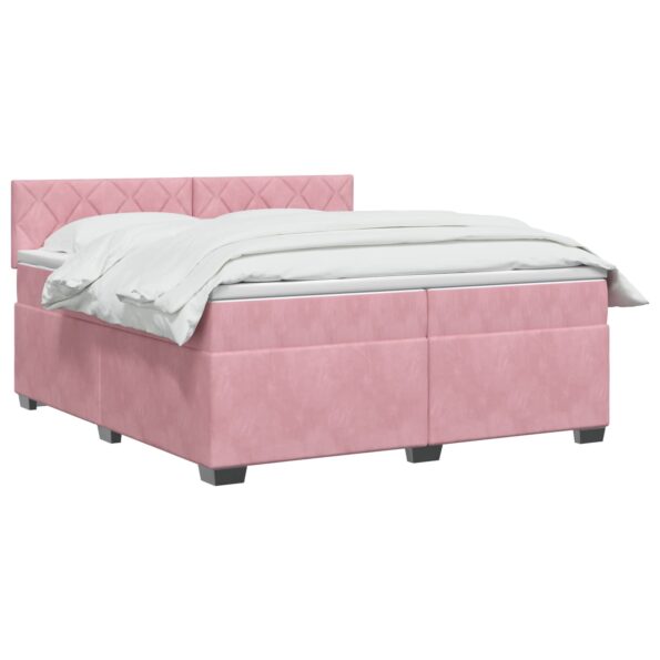 vidaXL Posteľ boxspring s matracom Ružová 200 x 200 cm Zamat – Obrázok 3