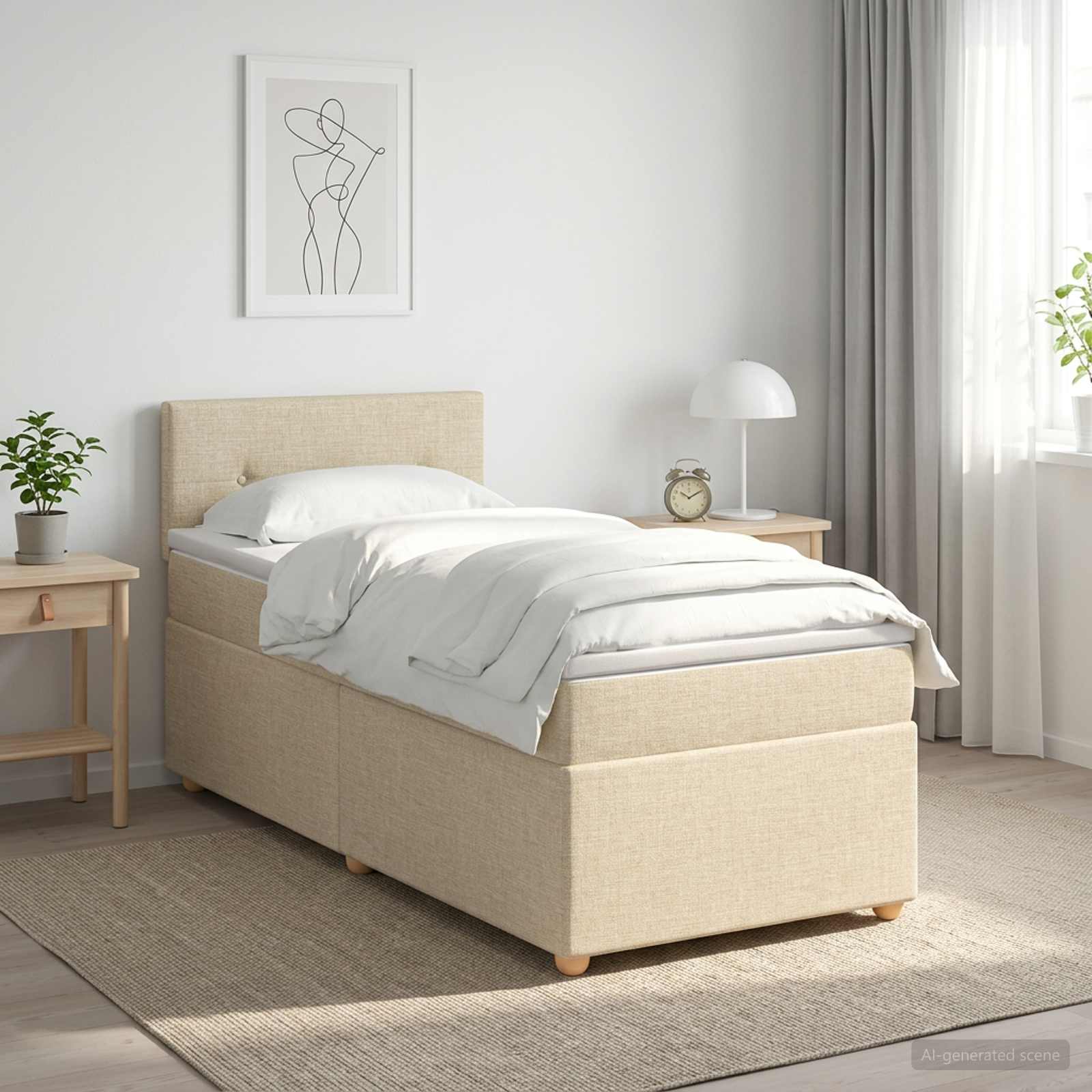 3450830_1.jpg vidaXL Posteľ boxspring s matracom Krémová 80 x 200 cm Látka – Obrázok 1