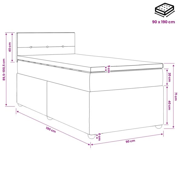 vidaXL Posteľ boxspring s matracom Sivohnedá 90 x 190 cm Látka – Obrázok 11