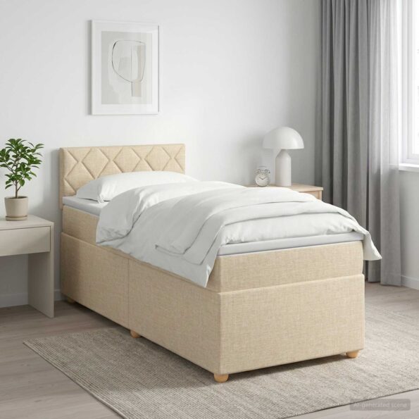 vidaXL Posteľ boxspring s matracom Krémová 90 x 190 cm Látka – Obrázok 11