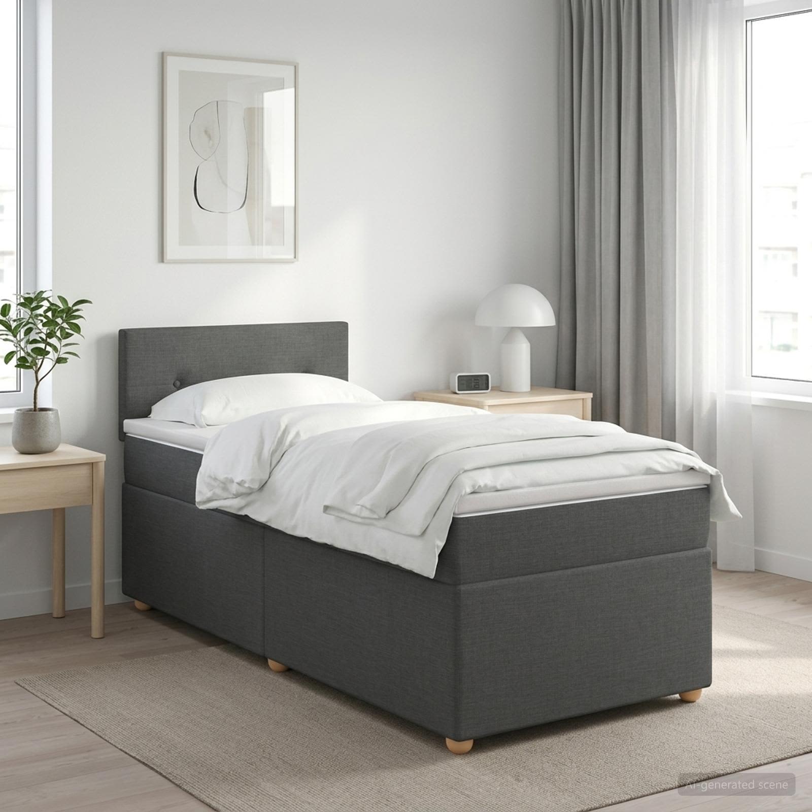 3450868_1.jpg vidaXL Posteľ boxspring s matracom Tmavosivá 90 x 200 cm Látka – Obrázok 1