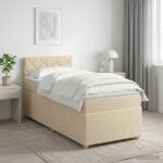 vidaXL Posteľ boxspring s matracom Krémová 90 x 200 cm Látka