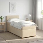 vidaXL Posteľ boxspring s matracom Krémová 100 x 200 cm Látka
