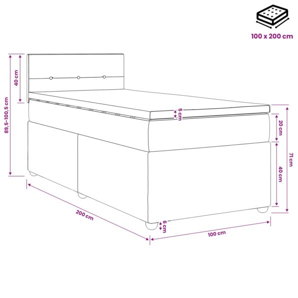 vidaXL Posteľ boxspring s matracom Modrá 100 x 200 cm Látka – Obrázok 11