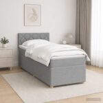 vidaXL Posteľ boxspring s matracom Svetlosivá 100 x 200 cm Látka