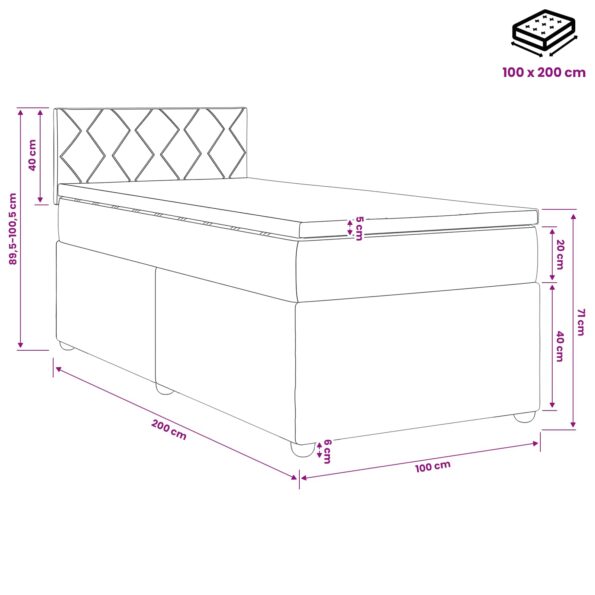 vidaXL Posteľ boxspring s matracom Svetlosivá 100 x 200 cm Látka – Obrázok 11