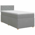 vidaXL Posteľ boxspring s matracom Svetlosivá 100 x 200 cm Látka – Obrázok 2