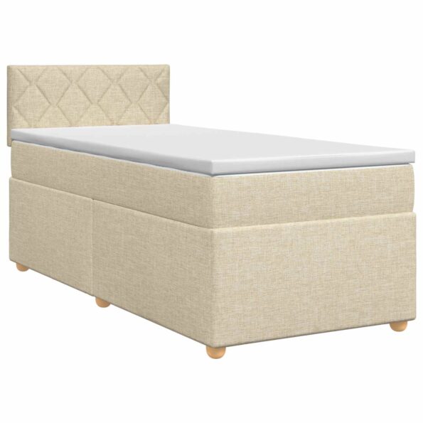 vidaXL Posteľ boxspring s matracom Krémová 100 x 200 cm Látka – Obrázok 2