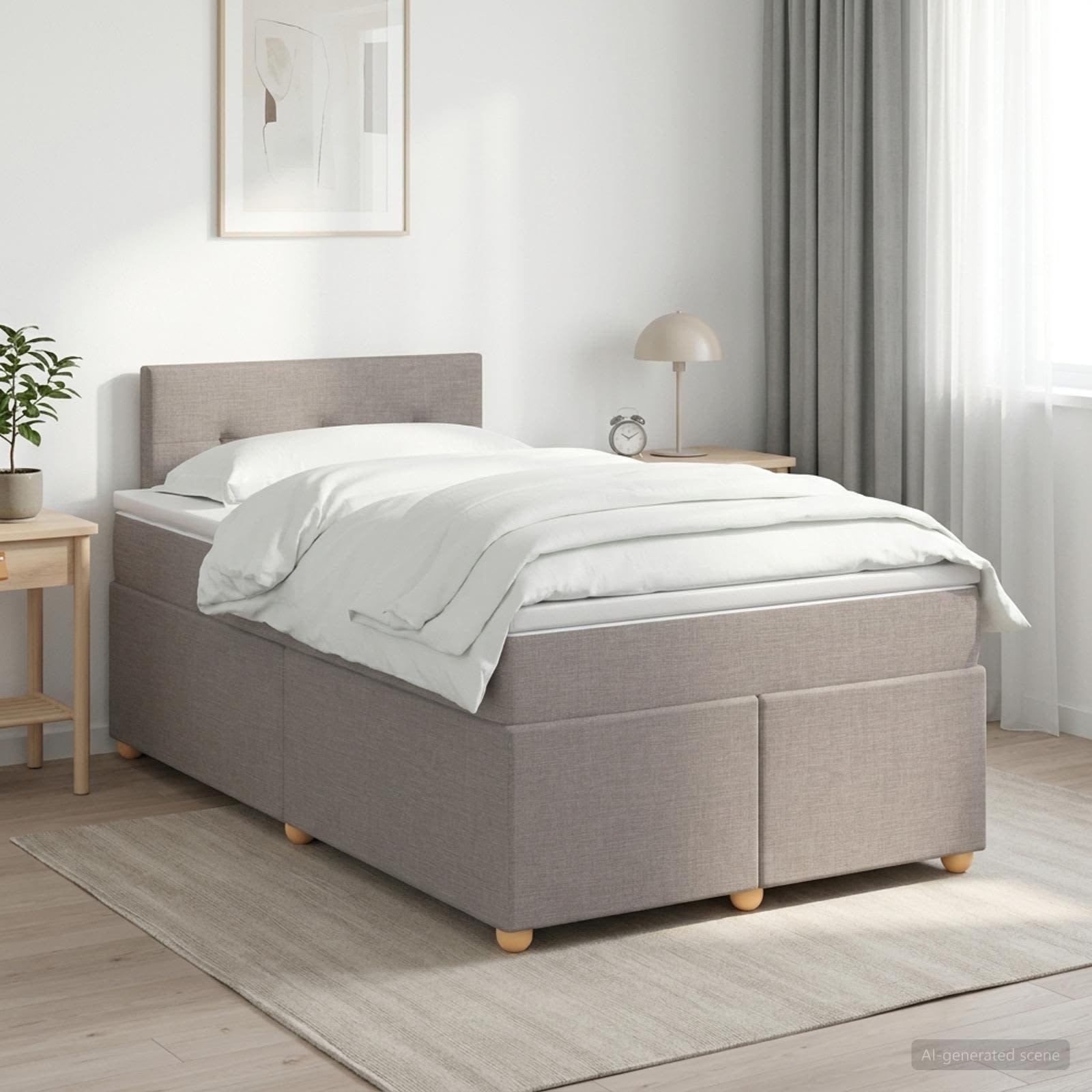 3450913_1.jpg vidaXL Posteľ boxspring s matracom Sivohnedá 120 x 190 cm Látka – Obrázok 1