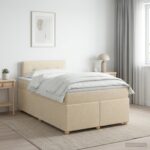 vidaXL Posteľ boxspring s matracom Krémová 120 x 190 cm Látka