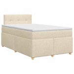 vidaXL Posteľ boxspring s matracom Krémová 120 x 190 cm Látka – Obrázok 2