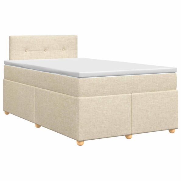 vidaXL Posteľ boxspring s matracom Krémová 120 x 190 cm Látka – Obrázok 2