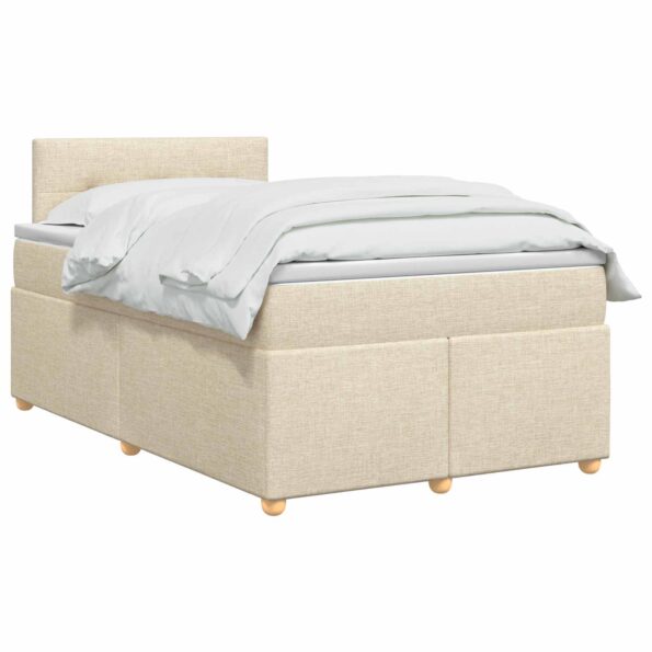vidaXL Posteľ boxspring s matracom Krémová 120 x 190 cm Látka – Obrázok 3