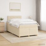 vidaXL Posteľ boxspring s matracom Krémová 120 x 200 cm Látka