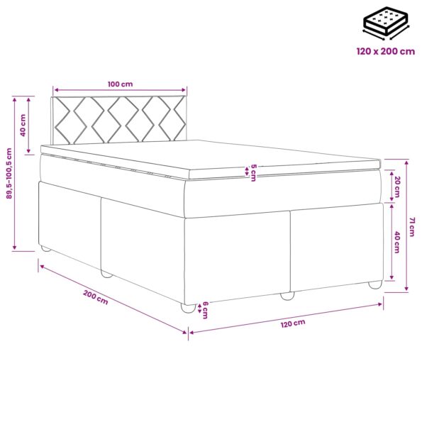 vidaXL Posteľ boxspring s matracom Krémová 120 x 200 cm Látka – Obrázok 11