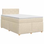 vidaXL Posteľ boxspring s matracom Krémová 120 x 200 cm Látka – Obrázok 2