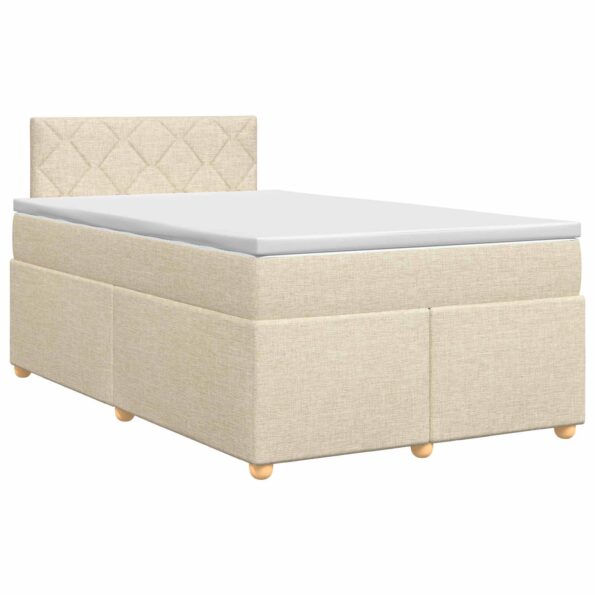 vidaXL Posteľ boxspring s matracom Krémová 120 x 200 cm Látka – Obrázok 2