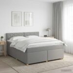 vidaXL Posteľ boxspring s matracom Svetlosivá 160 x 200 cm Látka