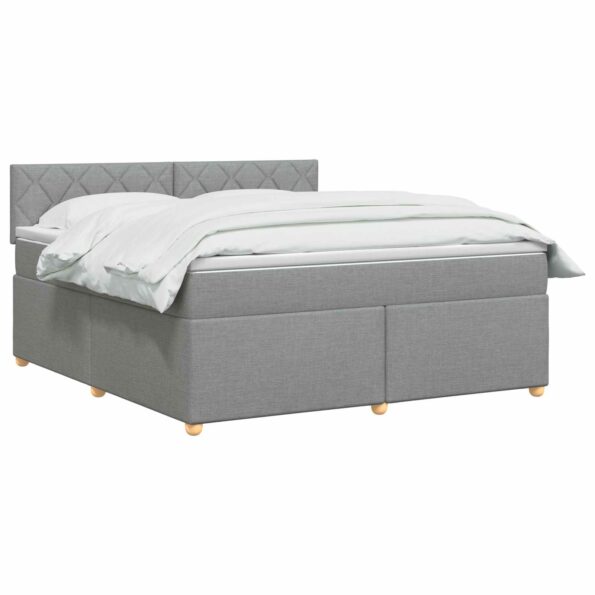 vidaXL Posteľ boxspring s matracom Svetlosivá 160 x 200 cm Látka – Obrázok 3