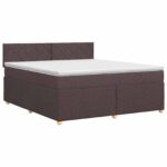 vidaXL Posteľ boxspring s matracom Tmavohnedá 160 x 200 cm Látka – Obrázok 2