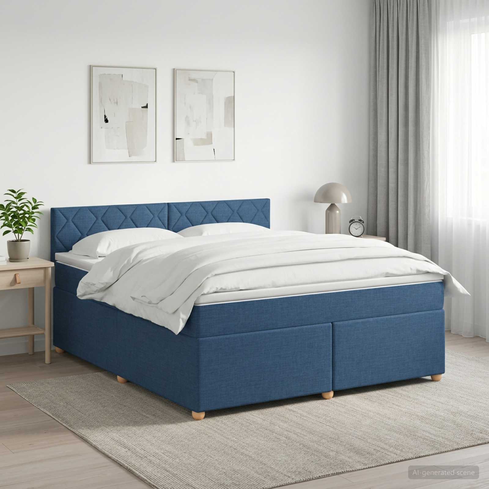 3451006_1.jpg vidaXL Posteľ boxspring s matracom Modrá 160 x 200 cm Látka – Obrázok 1